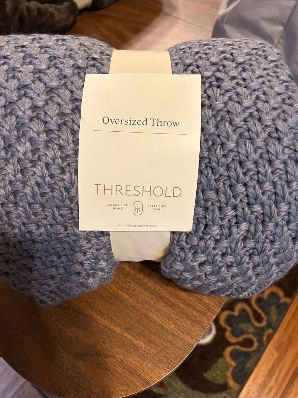 Threshold Chunky Knit Oversized Throw - Light Blue